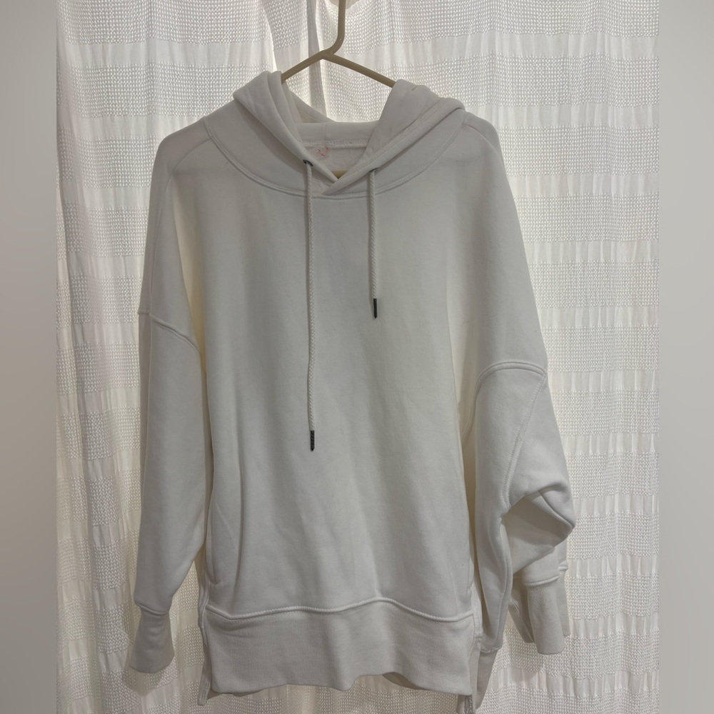 Like New Free People Movement sprint to Finish Logo Ivory Hoodie size M - Picture 5 of 6
